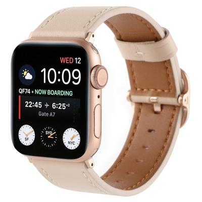 Genuine Cow Leather Strap for Apple Watch Series 10 42mm/Series 9 8 7 41mm/SE (2023) SE (2022) SE 6 5 4 40mm/3 2 1 38mm Band