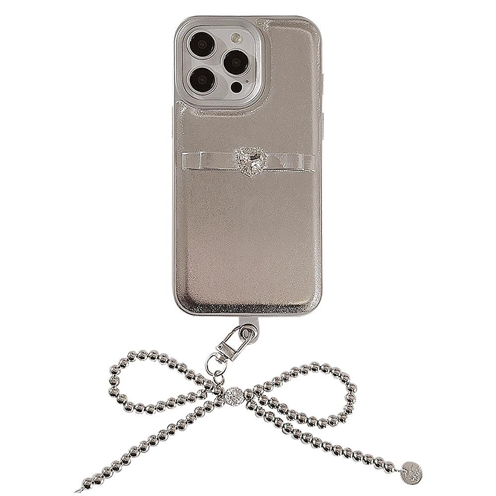 Three dimensional French Bow Hanging Chain Suitable for Apple 16 Mobile Phone Case IPhone 14 Promax Temperament 11 Leather Case 13