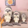 Adorable Shark Dog Plush Toy Grey Soft Short Plush Stuffed Animal Pillow 85cm