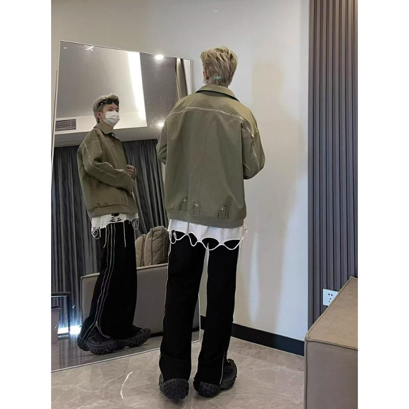 2025 American Retro Men's Workwear Style Metal Zipper Jacket – Trendy, Loose, and Versatile Design