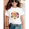 Girls Harmony Day Theme Print Crewneck Casual Short Sleeve Tee