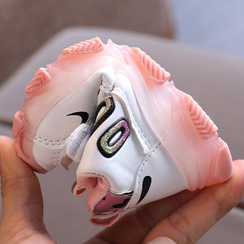 Newest Boy'S Led Lightup Board Shoes Baby Girls Sneakers Breathable Children'S Luminous Shoes Toddler Casual Flats Pink White