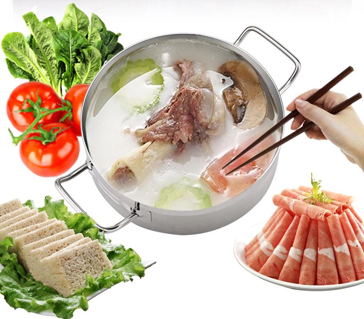 304 Stainless Steel Non-stick Soup Pot with Thickened Composite Bottom for Induction Cookers, Double Handles, Universal Hot Pot for Household Use.