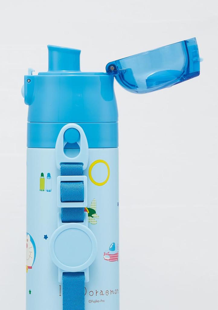 Skater Stainless Steel Water Bottle for Direct Lightweight and Cooling Water Sports Water Kids, Drinking, 470ml, Child-Friendly, Doraemon, Gingham,