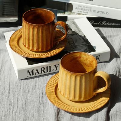 Japanese Retro Coffee Cup Plate Set,European Breakfast Milk Ceramic Mug,High-value Drinking Tea Cup,Couple Gift Water Cups,330ml