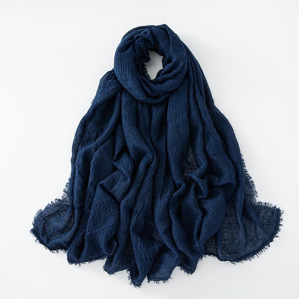 New Cotton Linen Gauze Scarf For Women Girls Spring Autumn Solid Scarves Soft Pashmina Foulard Simple Retro Beard Wrap Shawls