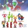 12 Entzückende Grinch-Figuren Weihnachten Thema Grüne Fellcharaktere Sammlerdeko