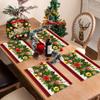 Christmas Decorations,Christmas Placemats Set of 4,12x18In Linen Red Black Buffalo Plaid Xmas Table Runner Winter