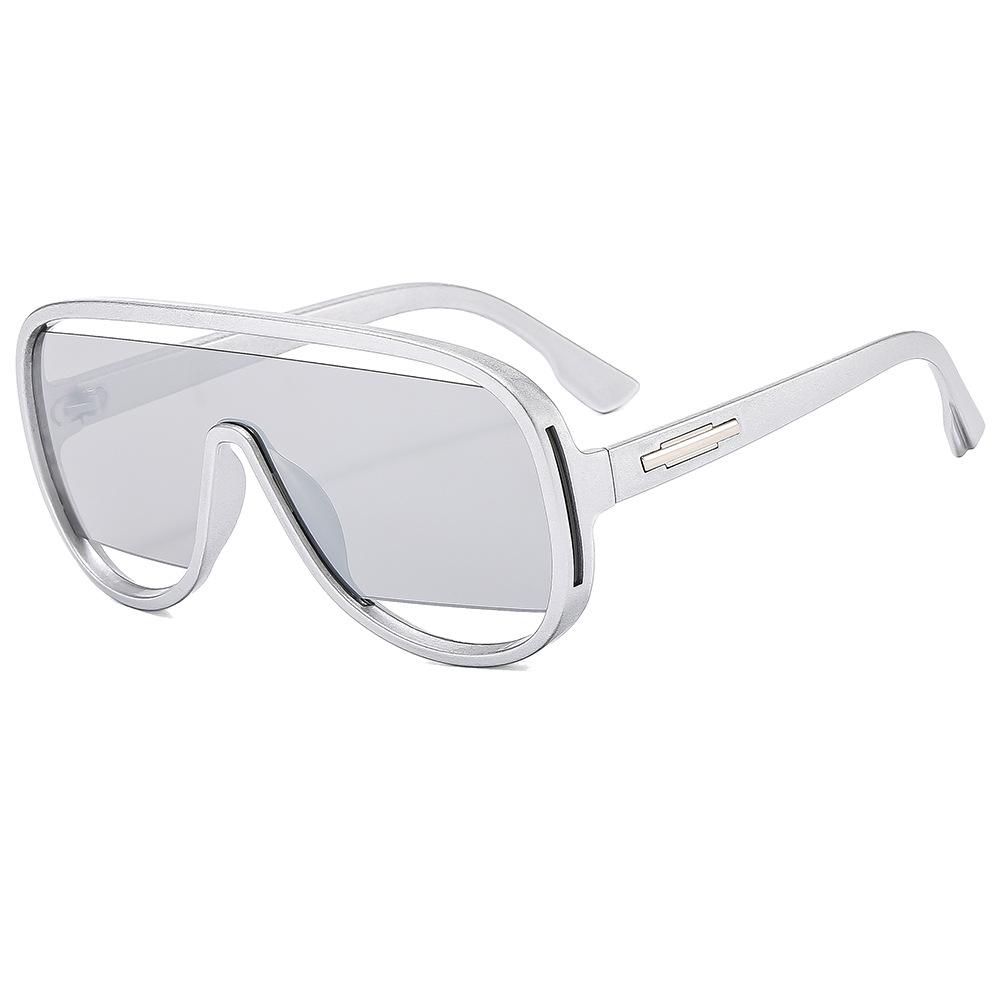 Trendy Oversized Pilot Men Unique Hollow Sun Glasses Glasses Ladies Vintage One Piece Gradient Mirror Shades UV400 Rimless Sun Eyeglasses