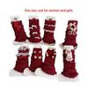 New Red Color Leg Warmers Thickened Bow Middle Tube Socks Harajuku Knitted Hosiery Autumn and Winter