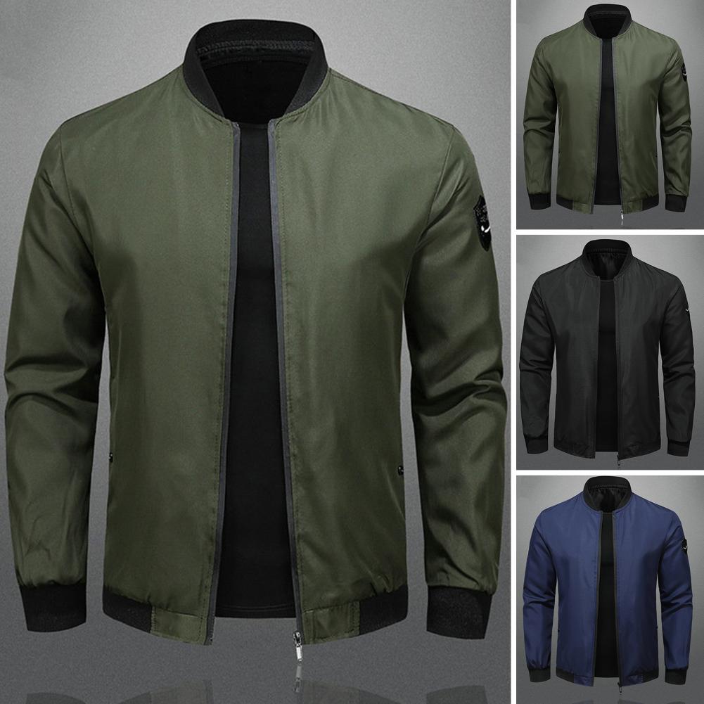 Cappotto Leggero da Uomo Giacca Elegante da Uomo con Collo Rialzato Chiusura a Zip Tasche Cappotto Casual Primaverile da Uomo Morbido per l'Autunno