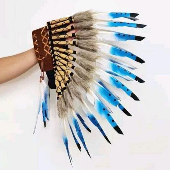 Feathered Indian Chief Party Costume Headdress