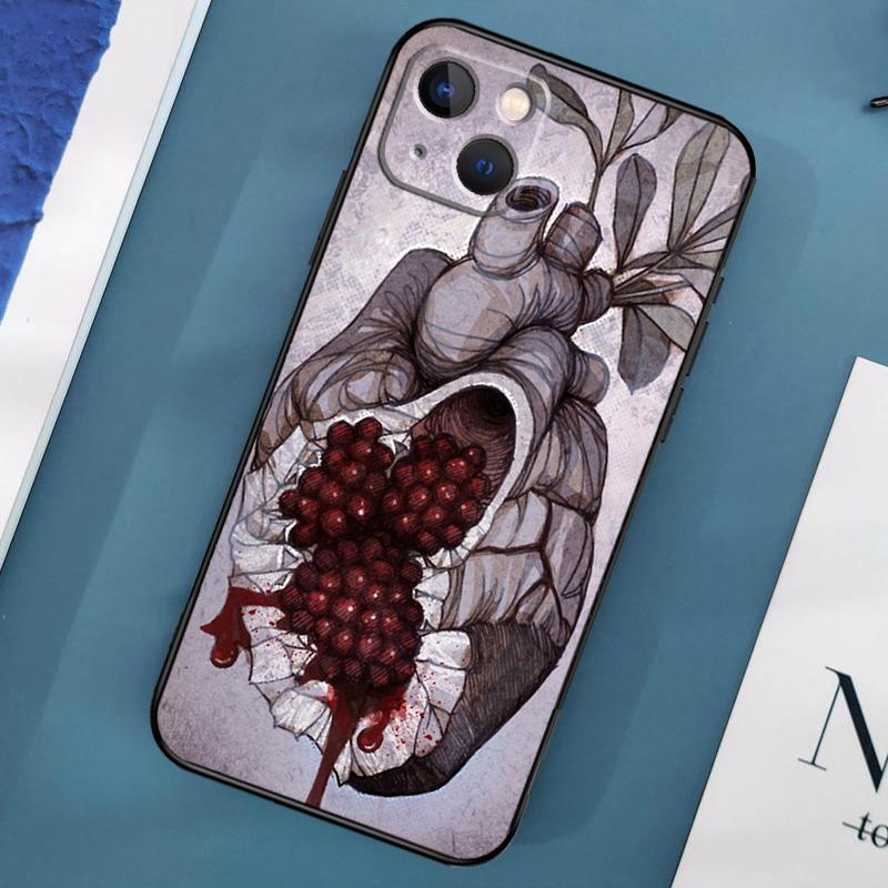 Essen Frucht Roter Granatapfel Hülle Für iPhone 15 11 12 13 14 Pro Max 12 13 Mini X XS Max XR 7 8 Plus SE 2020 Hülle Coque