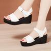 6cm Small Size 32-43 Comfortable Med Heels Wedges Sandals Platform Shoes Summer 2025 All Match Soft Leather Sandals Office Mom