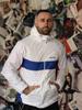 Men's Athletic Windbreaker White, Blue with Red Custom Wear