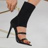 Fashion Spring and Fall Stretch Fabric Thin Heel Large Size Women Shoes Fashion Peep Toe Cover Heel Hollow Pumps Party Pole Dance Shoes