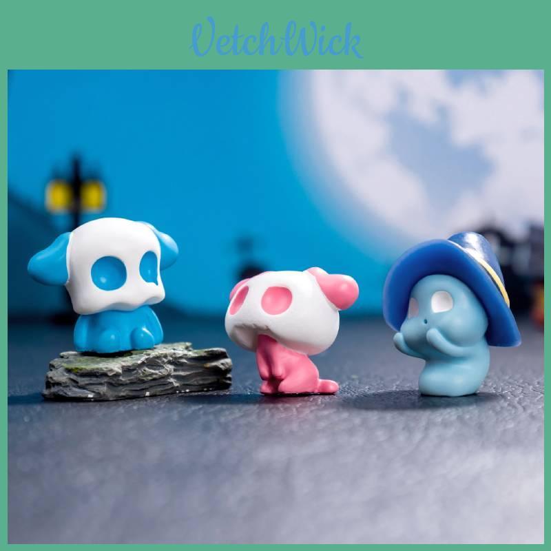 Conjunto de Estatuetas de Fadas de Resina de Halloween DIY Mini Enfeites Acessórios Caixa Surpresa Divertido