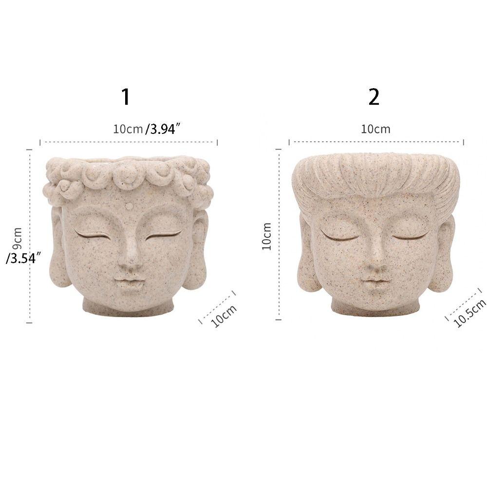 Realistic Buddha Head Flower Pot Handmade Sculpture Plant Containers  Table Centerpiece