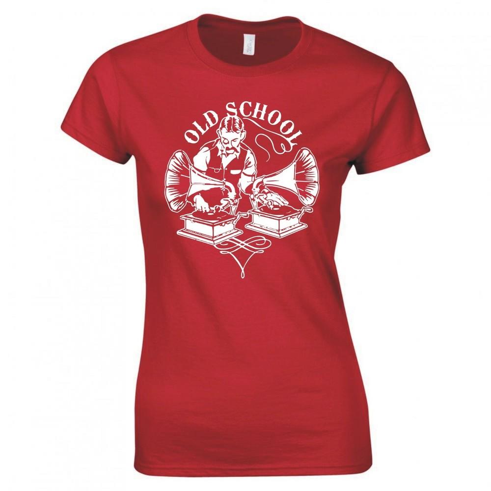 Funny Dj Old School Ladies Skinny Fit TShirt S