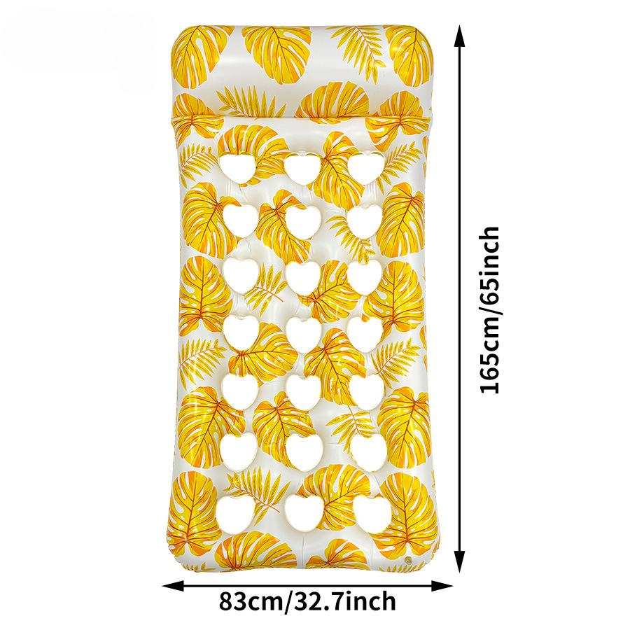 

Новая надувная подушка в форме листа, плавающая кровать для взрослых, шезлонг с водным принтом, плавающая кровать, односпальная надувная плавающая кровать 165*83CM