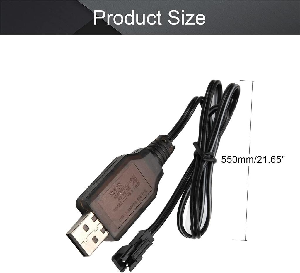 USB Charger Cable SM-2P | 250mAh Output for RC Cars and RC Helicopters | Compatible with 3.7V Lipo Battery