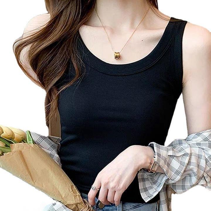 Women's Slim Threaded Vest: Anti-Exposure, Side-Breast Coverage, Elastic Fit, All-Season Style