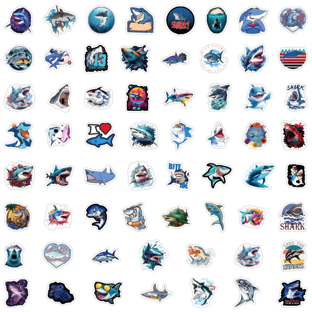 Ocean Creature Cartoon Shark Waterproof Stickers: 60 Sheets for Journals, Water Bottles, Computers