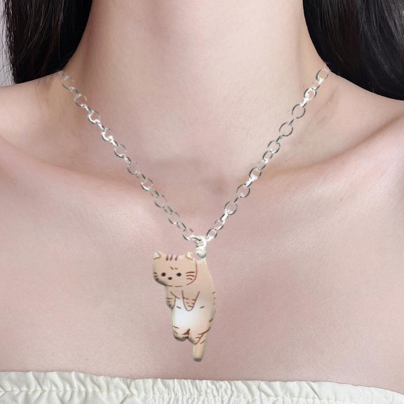 Chic Cat Pendant Clavicle Chain Ornament Vintage Necklace for Daily Wear Parties