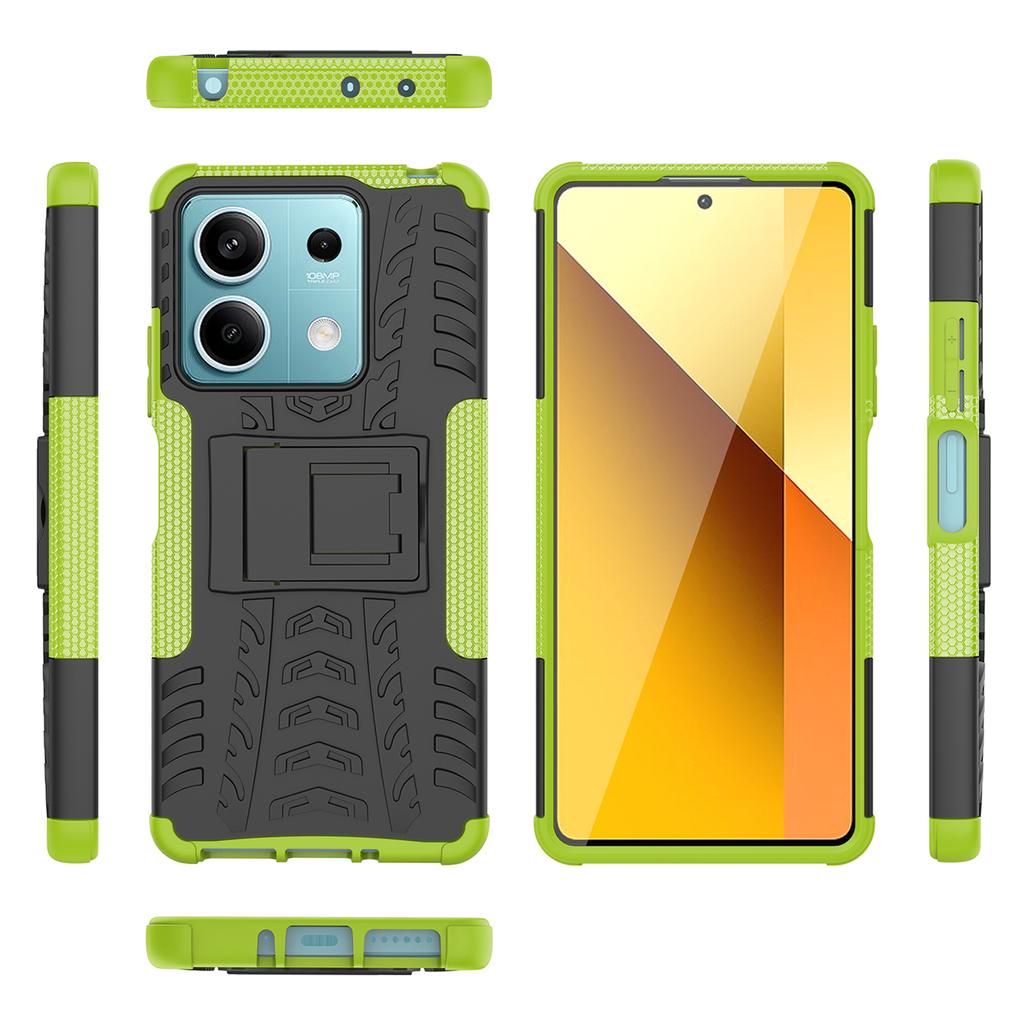 For Xiaomi Redmi Note 13 5G Tyre Pattern Case Kickstand PC+TPU Non-slip Phone Cover