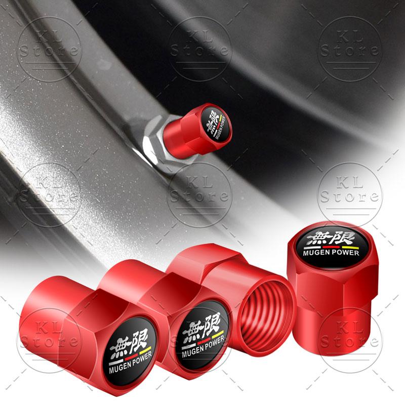 4pcs Car Decor Wheel Tire Valve Stem Dust Cap Cover For Honda Mugen Power Emblem Typer Accord CRV Civic City Odyssey HRV Insight ajw256