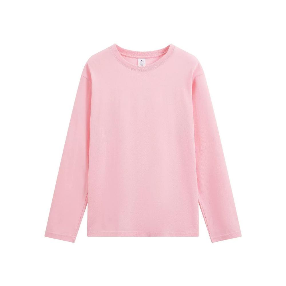 Minimalist Fashion Base Layer Women's Autumn Long-Sleeve Pure Cotton Straight-Shoulder T-Shirt Men's Crew Neck Solid Color Basic Couple's Sweatshirt