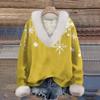 Women's Sweatshirt Long Sleeve Christmas Print Plush Collar V-Neck Pullover Top