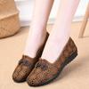Summer new cloth shoes women's flying woven hollow breathable medium and old soft sole one pedal casual shoes