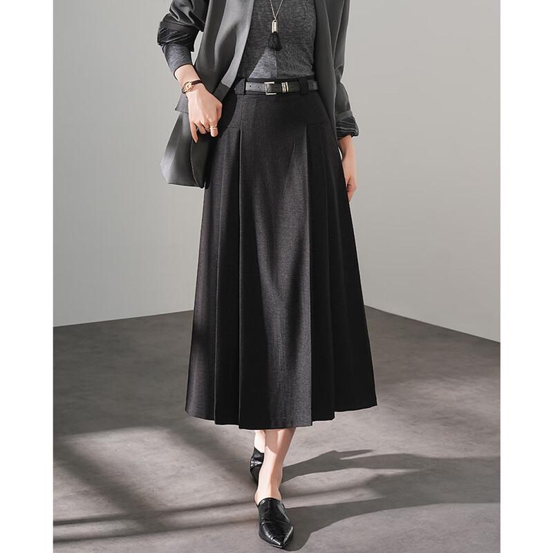 TERRE BLEUE Hepburn Style Pleated A-Line Skirt S