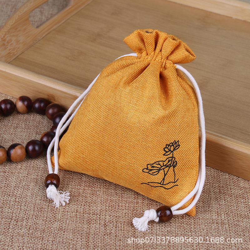 Wenwan Bead Tray Linen & Flannel Drawstring Storage Bag 13x16 cm