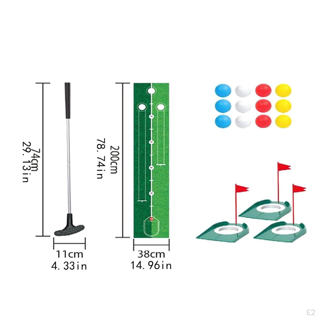 Kids Golf Club Set with Balls Parent Child Accessories Putter Putting Mat for Backyard Family