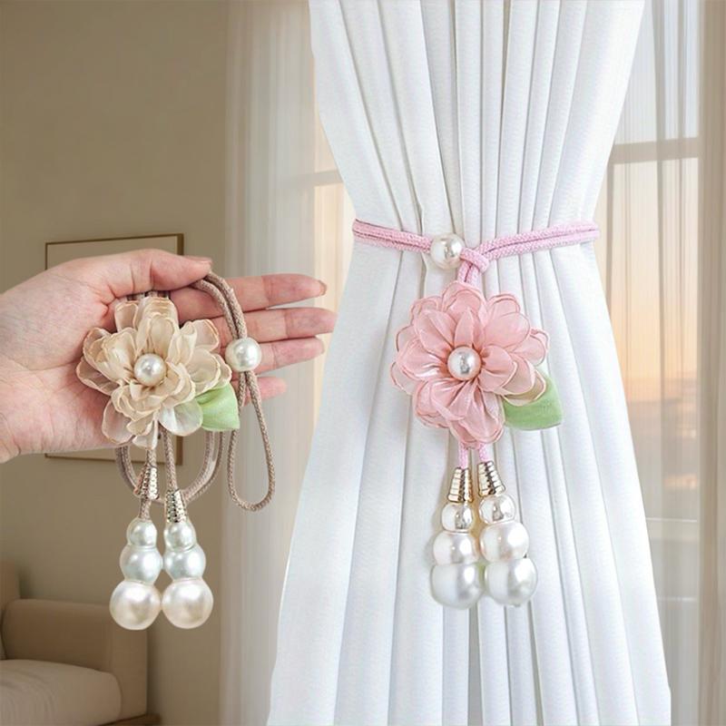 Verstellbare Kamelien-Vorhang-Raffhalter Schöner lochfreier Perlen-Vorhang-Schnalle Elegantes Vorhang-Befestigungsseil Wohnzimmer