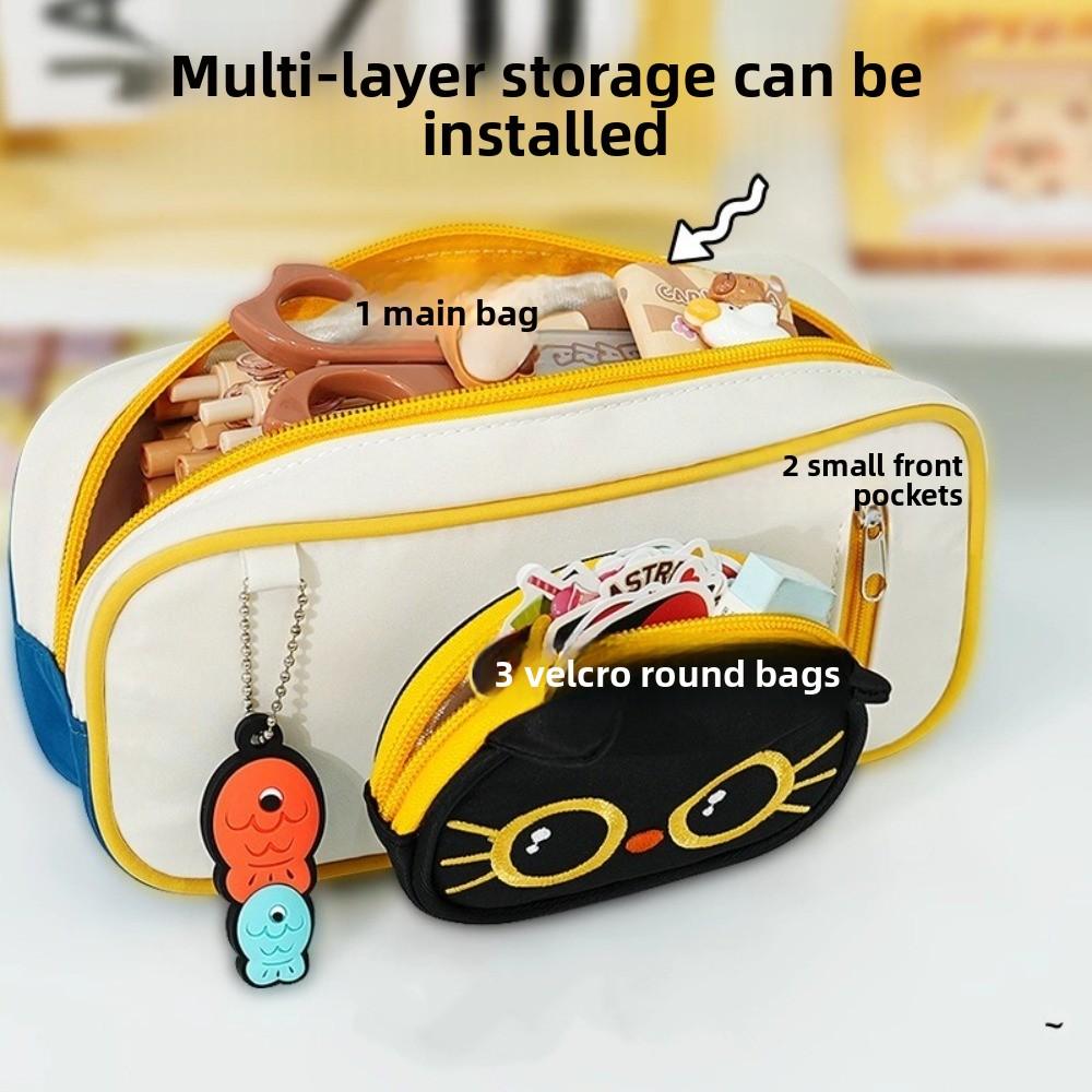 Cartoon Pencil Case Portable Pen Box Stylish Accessory 3D Cat Pen Bag  Office