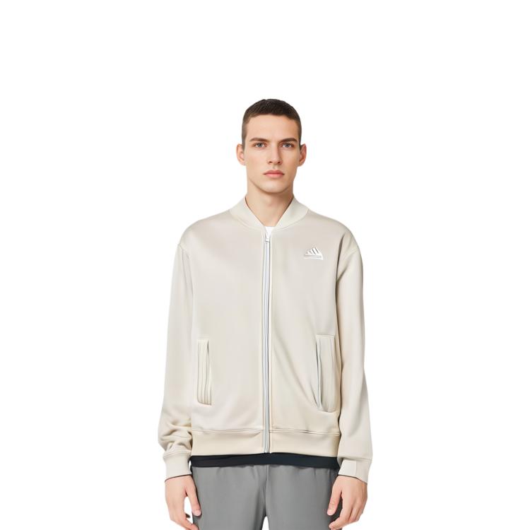 Adidas Lounge Fleece Bomber Jacket With Zip Opening Jackets & Coats Men's Beige IN1724