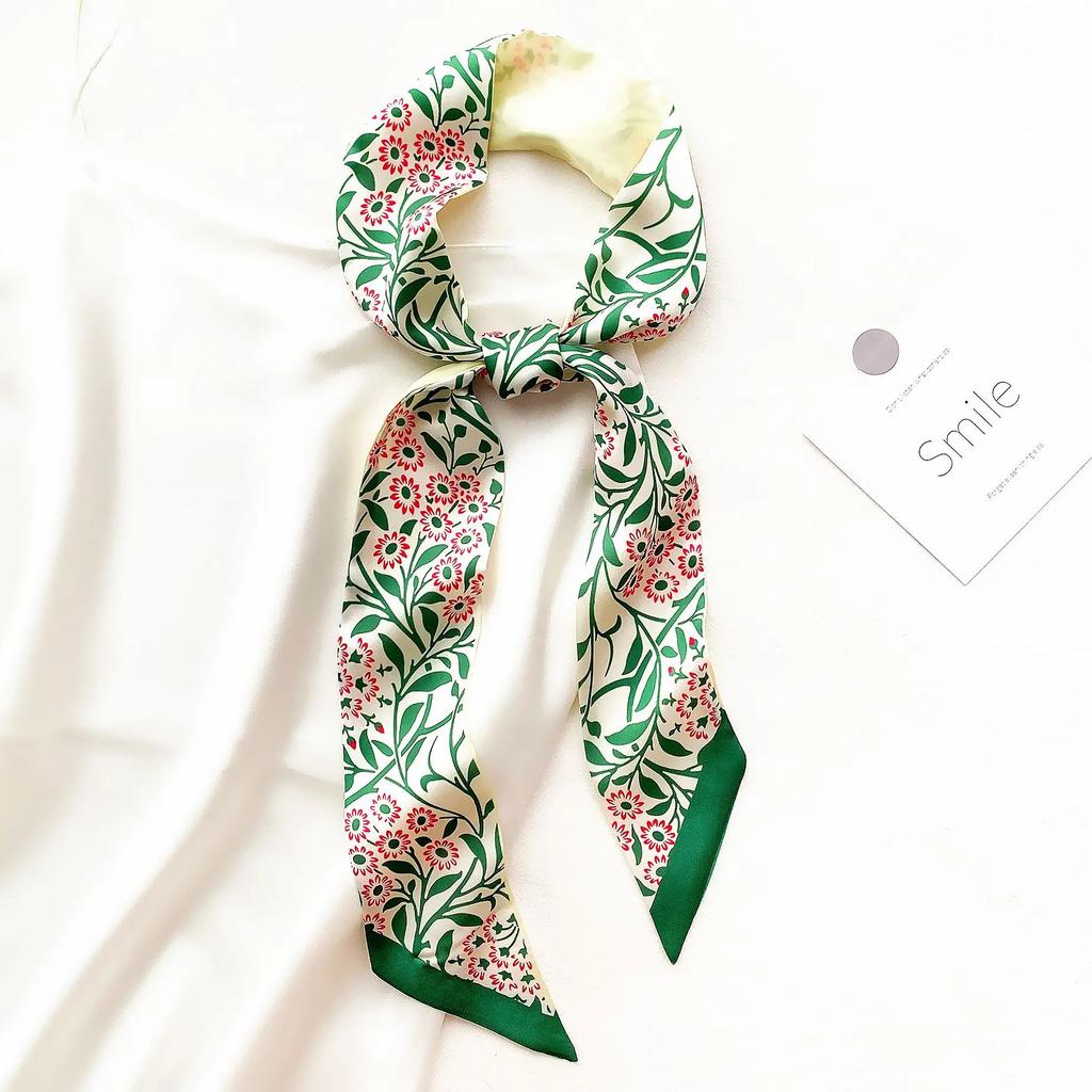 130CM Nova Versão Coreana Fresca E Estilo Original Flor Pássaro Decoração Feminina Fita Faixa de Cabelo Lenço Pequeno Lenço de Pescoço