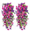 Water-free Flower Decor Artificial Flowers for Outdoor, Fake Hanging Morning Glory with Eucalyptus Leaves, UV No Maintenance Resistant Faux