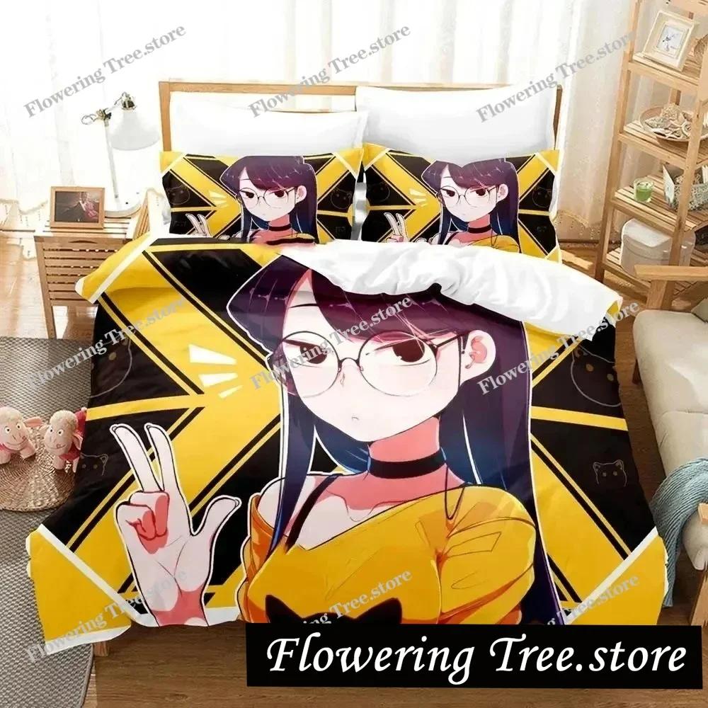 3d Anime Komi-san wa, Komyushou desu Bedding Set Boys Girls Twin Queen Size Duvet Cover Pillowcase Bed Kids Adult Home Textiles