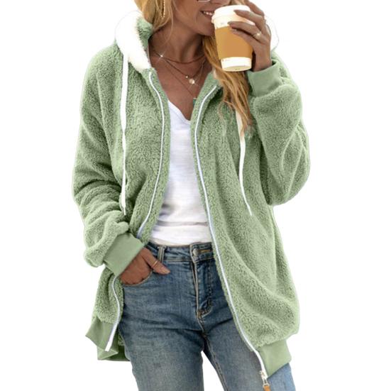 Sherpa Jacket for Women Winter Fuzzy Zip Up Fleece Sweatshirt Casual Warm Drawstring Hooded