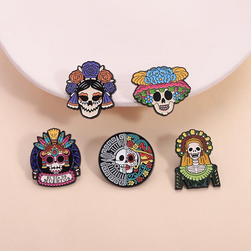 Tag der Toten Skelett Catrina Emaille-Pins De Los Muertos Das Mexikanische Festival Anstecknadeln Anstecknadel Schmuck Geschenke für Freunde