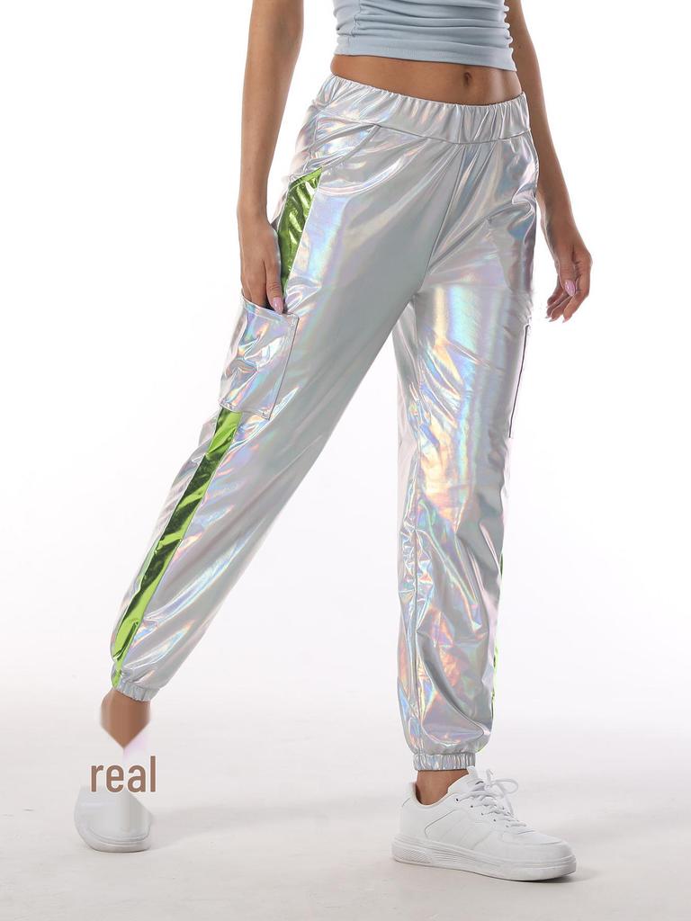 Pantaloni da Donna Iridescenti Casual dalla Vestibilità Larga per Hip Hop e Festa