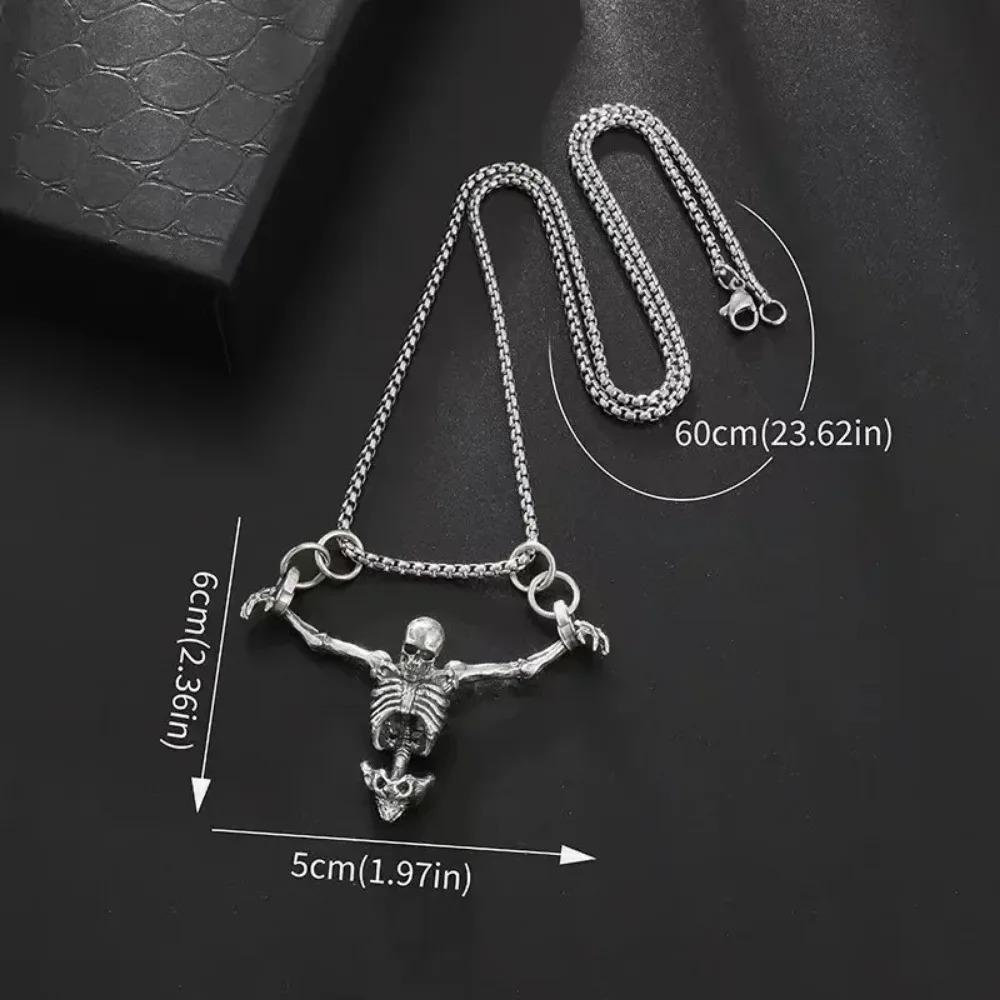 Hip Hop Punk Skull Thor's Hammer Pendant Necklace Vintage Creative Men Fashion Jewelry