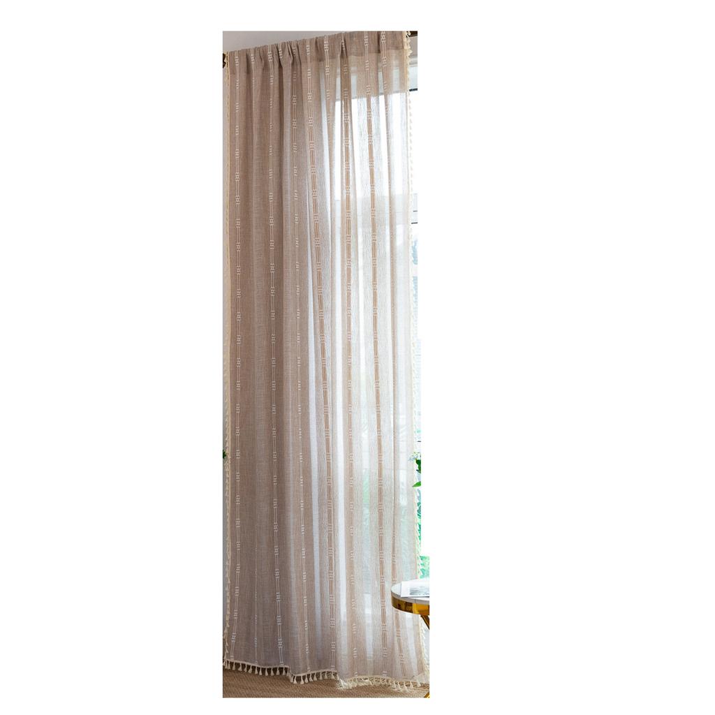 Curtain Finished Embroidery Stripes Hollow Tan Bedroom Jacquard Kitchen Small Window Short Curtain