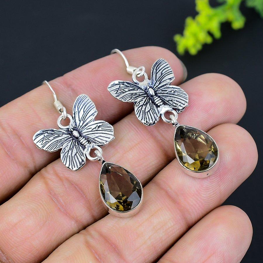 Citrine Gemstone 925 Sterling Silver Gift Jewelry Earring 1.89"