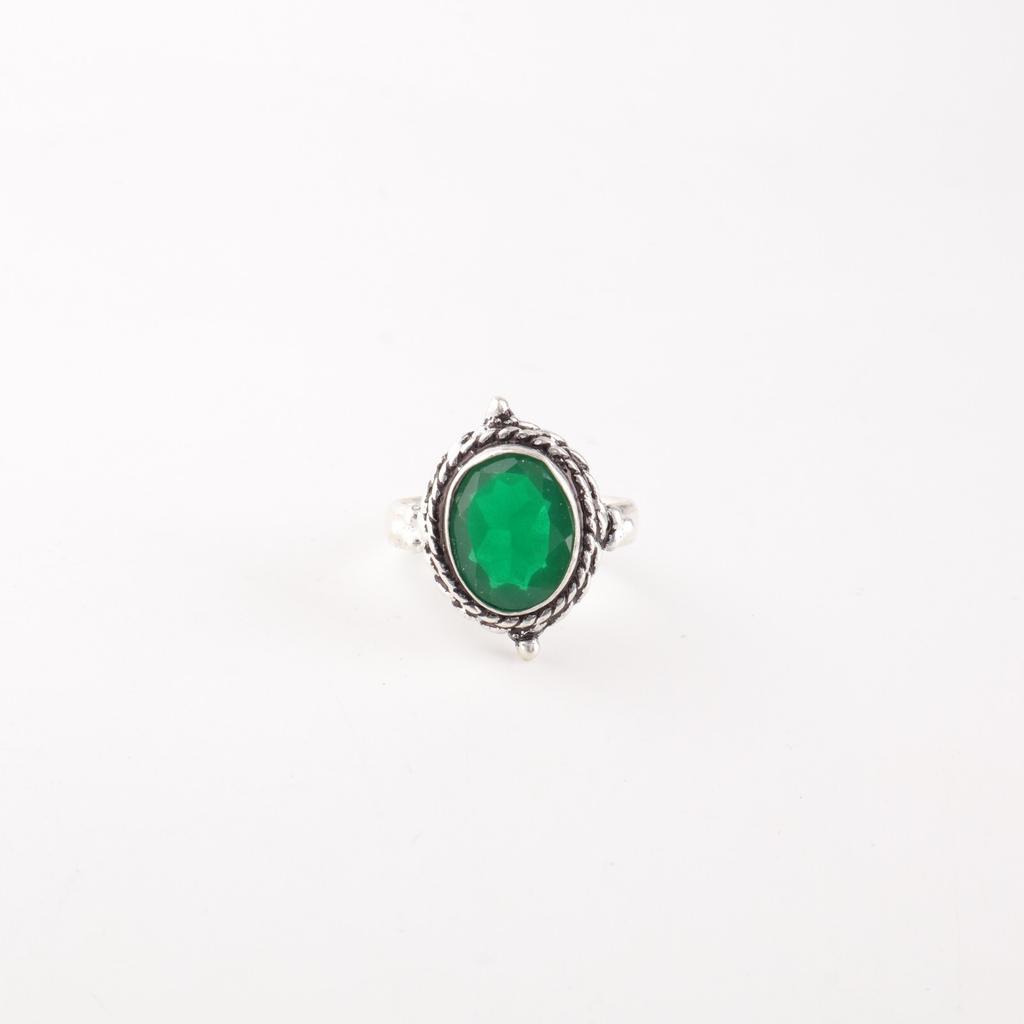 Natural Green Onyx Gemstone 925 Sterling Silver Jewelry Handcrafted Wedding Ring RR-9-12