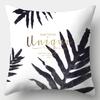 Black And White Pillowcase 45Cmx45Cm Square Sofa Pillow Cover Stripes Leaves Pattern Cushion Cover